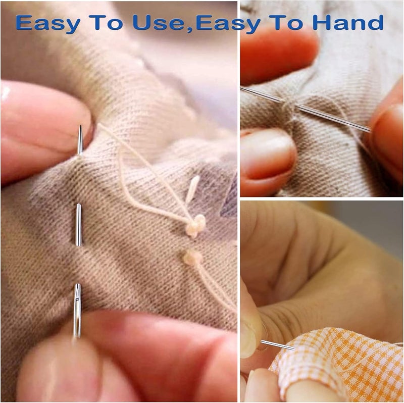 Orrdice 75 PCS Large Eye Sewing Needles, 5 Sizes Hand Sewing Needles with 4 Pcs Needle Threader, Including Embroidery - Image 5